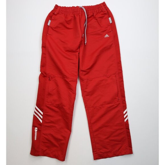 Vtg Y2K 2001 Adidas Mens Medium Double Knee Wide Leg Windbreaker Cargo Pants Red